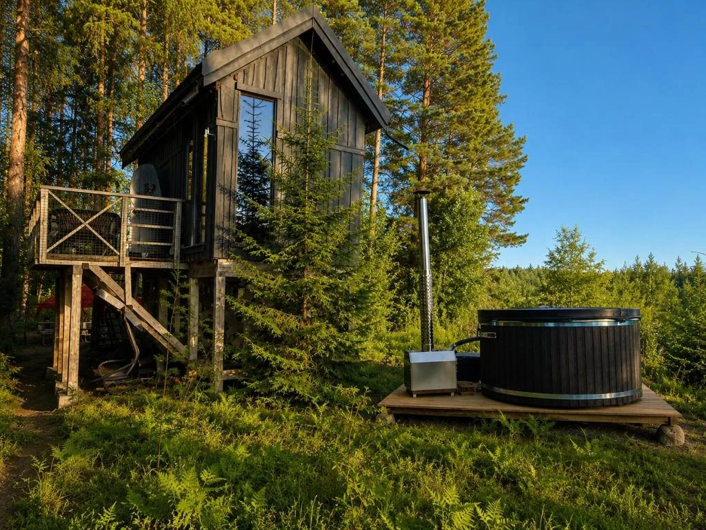 Viking Treehouse with Hot Tub, Sauna, Lake & Deer Park 3